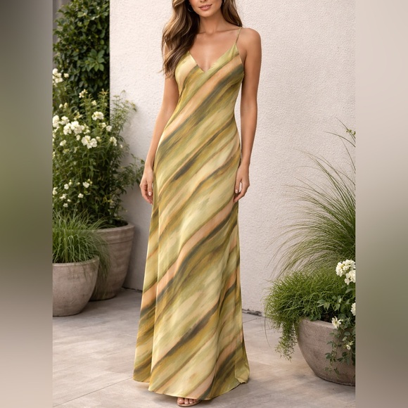 SLA The Label Dresses & Skirts - SLA The Label Samui Sheer Maxi Dress XS NWT Watercolor Slip Y2K Vacation